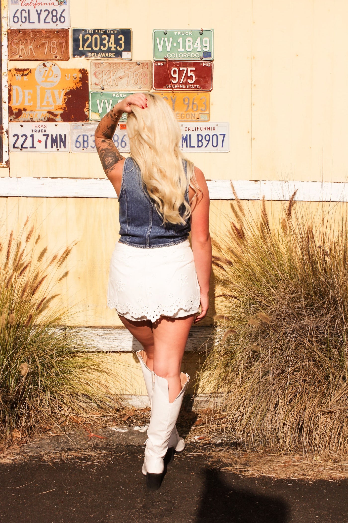 Daisy Eyelet Denim Skort by FOR LOVE & LEMONS