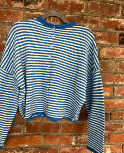 Seaside Stripes Button-Back Cardigan by 75