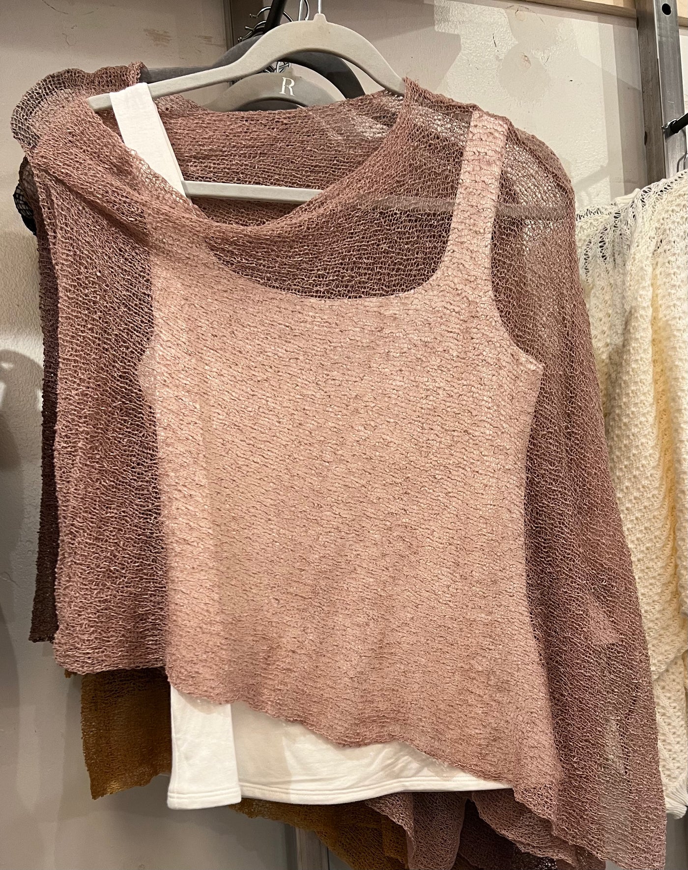 Lightweight Sheer Shrug Knit Poncho Shawl – Boho Cover by 75