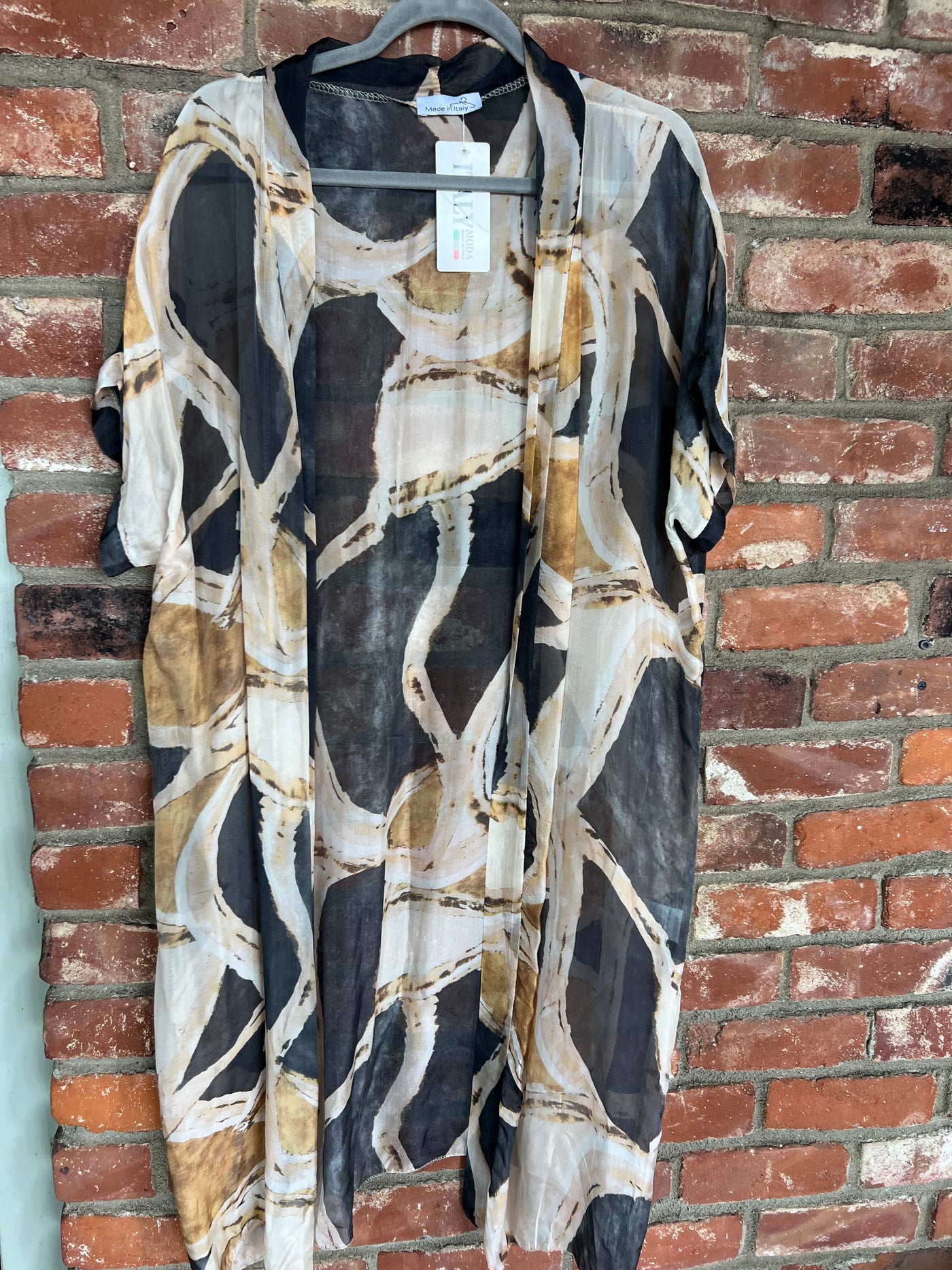 Golden Drift Silk Kimono Cardigan by 75