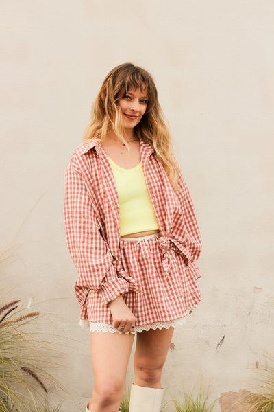 Georgia Gingham Micro Mini Skirt by FOR LOVE & LEMON