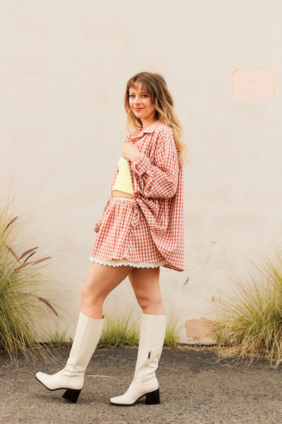 Georgia Gingham Micro Mini Skirt by FOR LOVE & LEMON