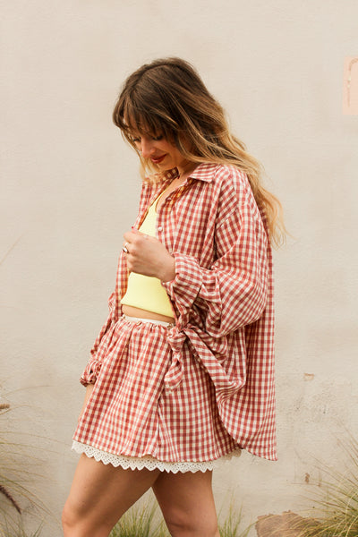 Georgia Gingham Micro Mini Skirt by FOR LOVE & LEMON