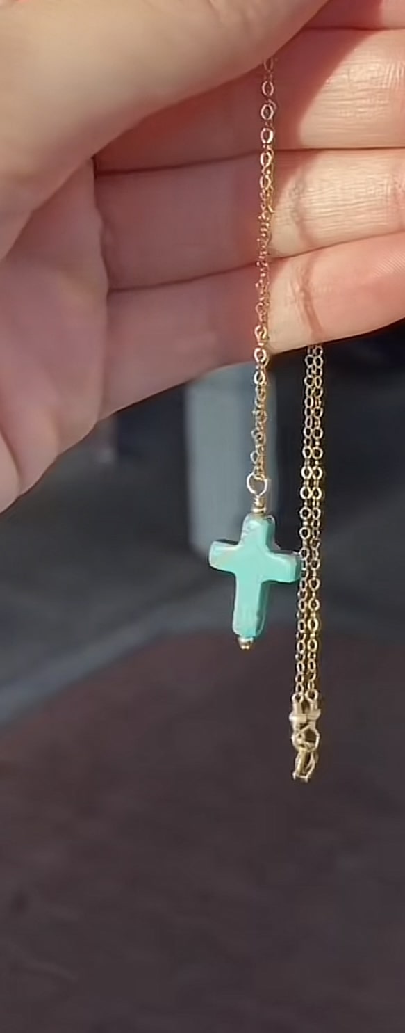 Sea Breeze Turquoise Cross Necklace by Delicate Rayond
