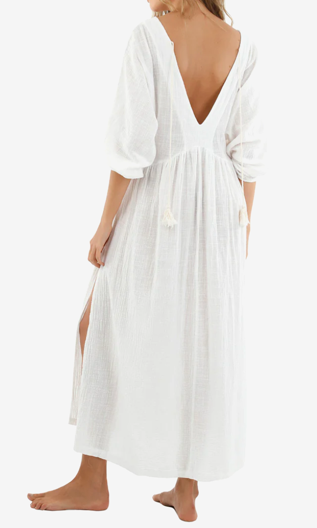 Malai Long-Sleeve Easy V-Neck Cover-Up Dress By Malai