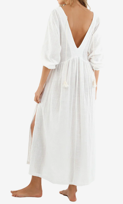 Malai Long-Sleeve Easy V-Neck Cover-Up Dress By Malai