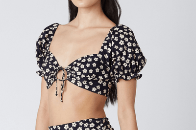 Floral Print Puff Sleeved Crop Top by Cotton Candy LA