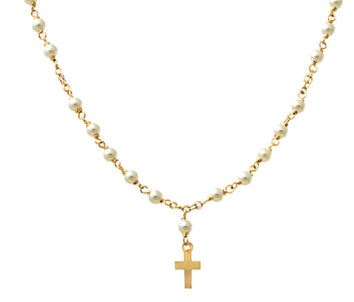 Get Miley Cyrus's Petit Pearl Rosary Necklace by Delicate Raymond