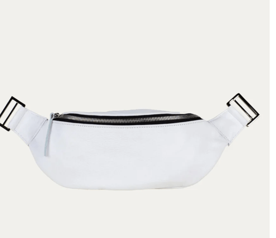 Fanny Pack + Crossbody Bag | White Leather + Silver Hardware by PaulyJen