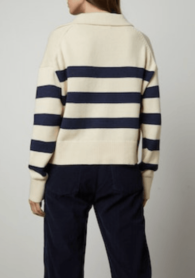 LUCIE STRIPED POLO SWEATER by Velvet by Graham & Spencer