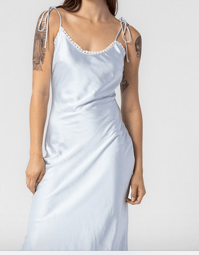 Woven Satin Lace Trim Cami Dress