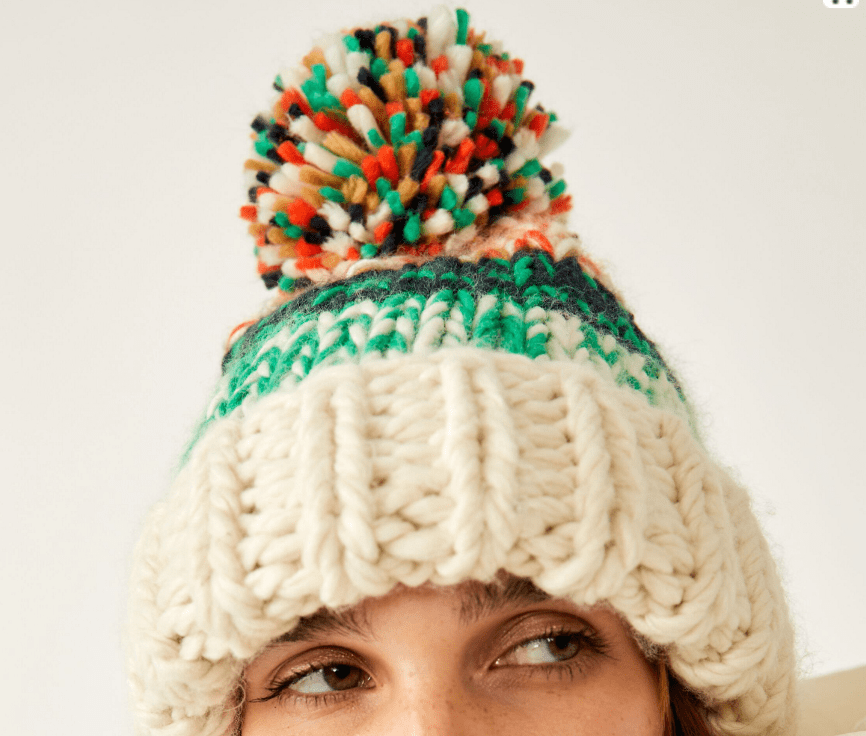 TIDE STRIPE KNIT POM BEAN by Free People