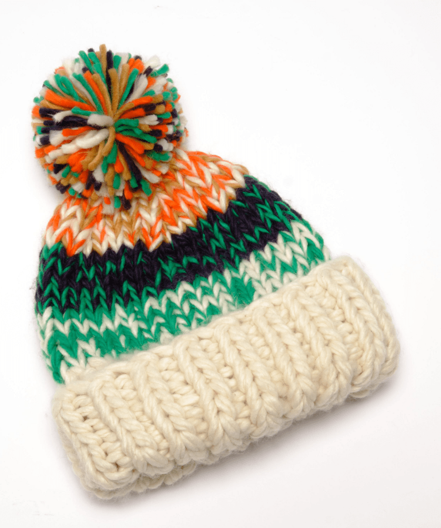 TIDE STRIPE KNIT POM BEAN by Free People – 75° & Fuzzy display picture 2
