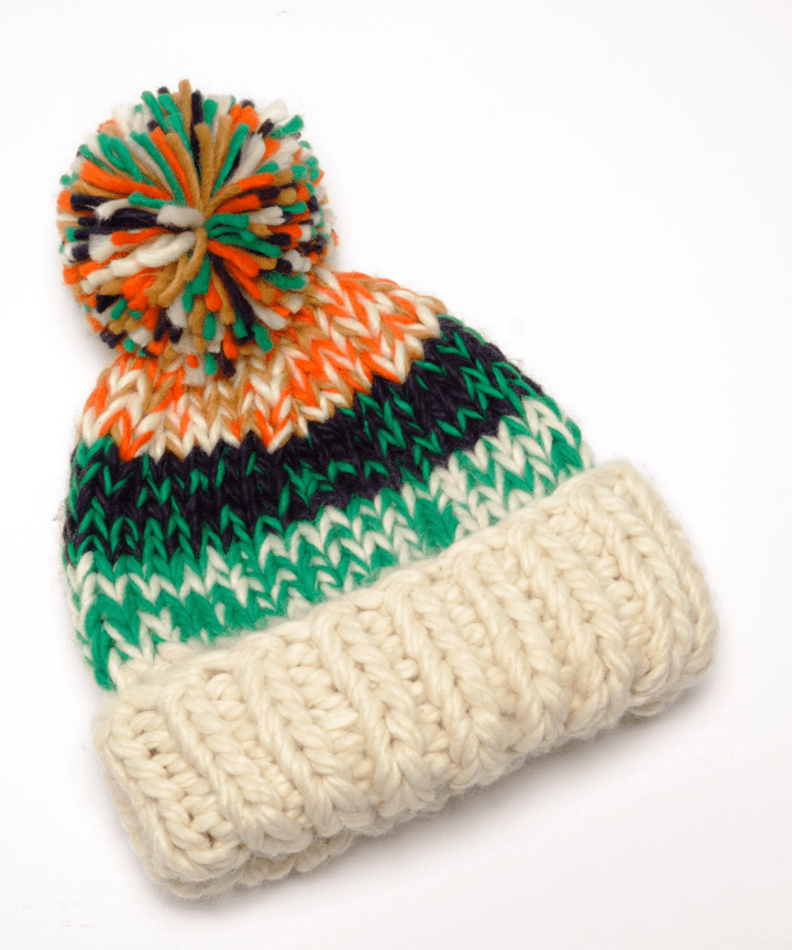 TIDE STRIPE KNIT POM BEAN by Free People – 75° & Fuzzy display picture 1