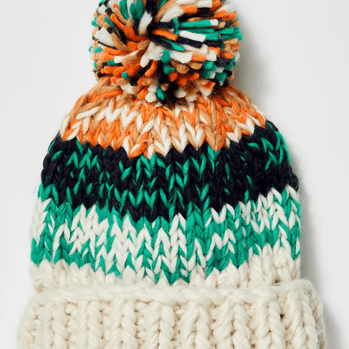 TIDE STRIPE KNIT POM BEAN by Free People – 75° & Fuzzy display picture 2