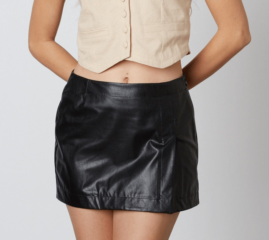 Faux Leather Mini Skort by Cotton Candy LA