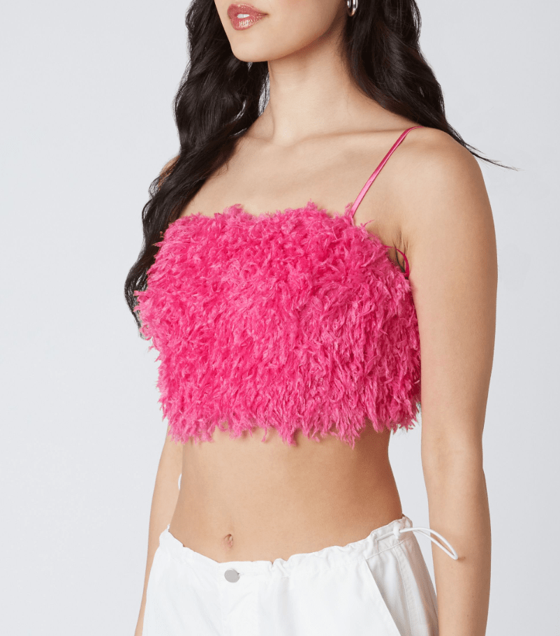 Faux Ostrich Feather Crop Top by Cotton Candy LA