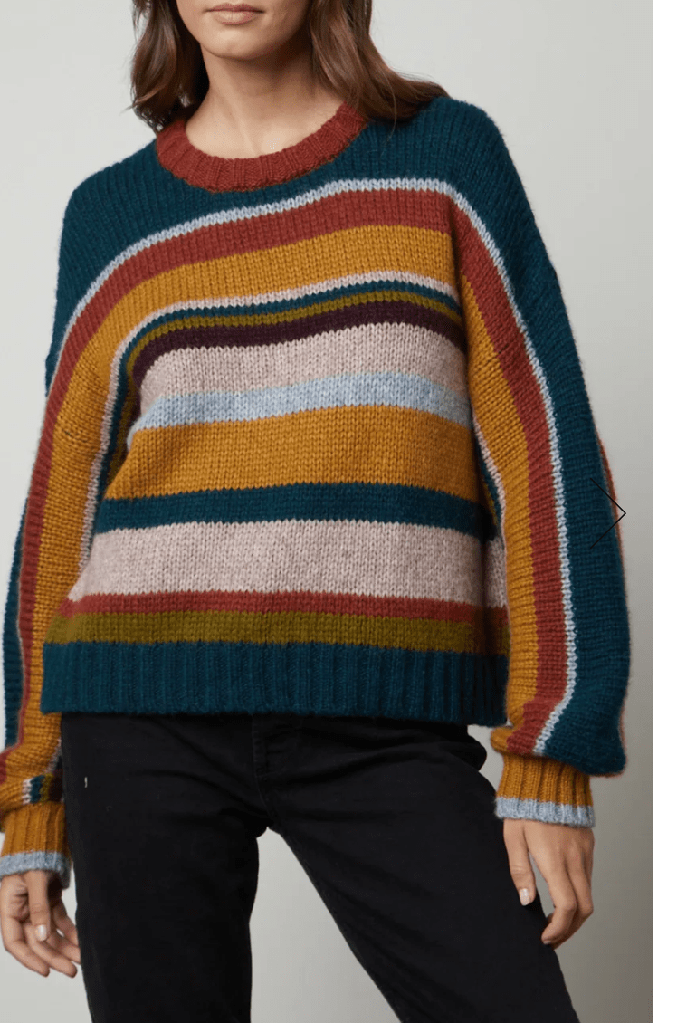 SAMARA STRIPED CREW NECK SWEATER by Velvet by Graham & Spencer