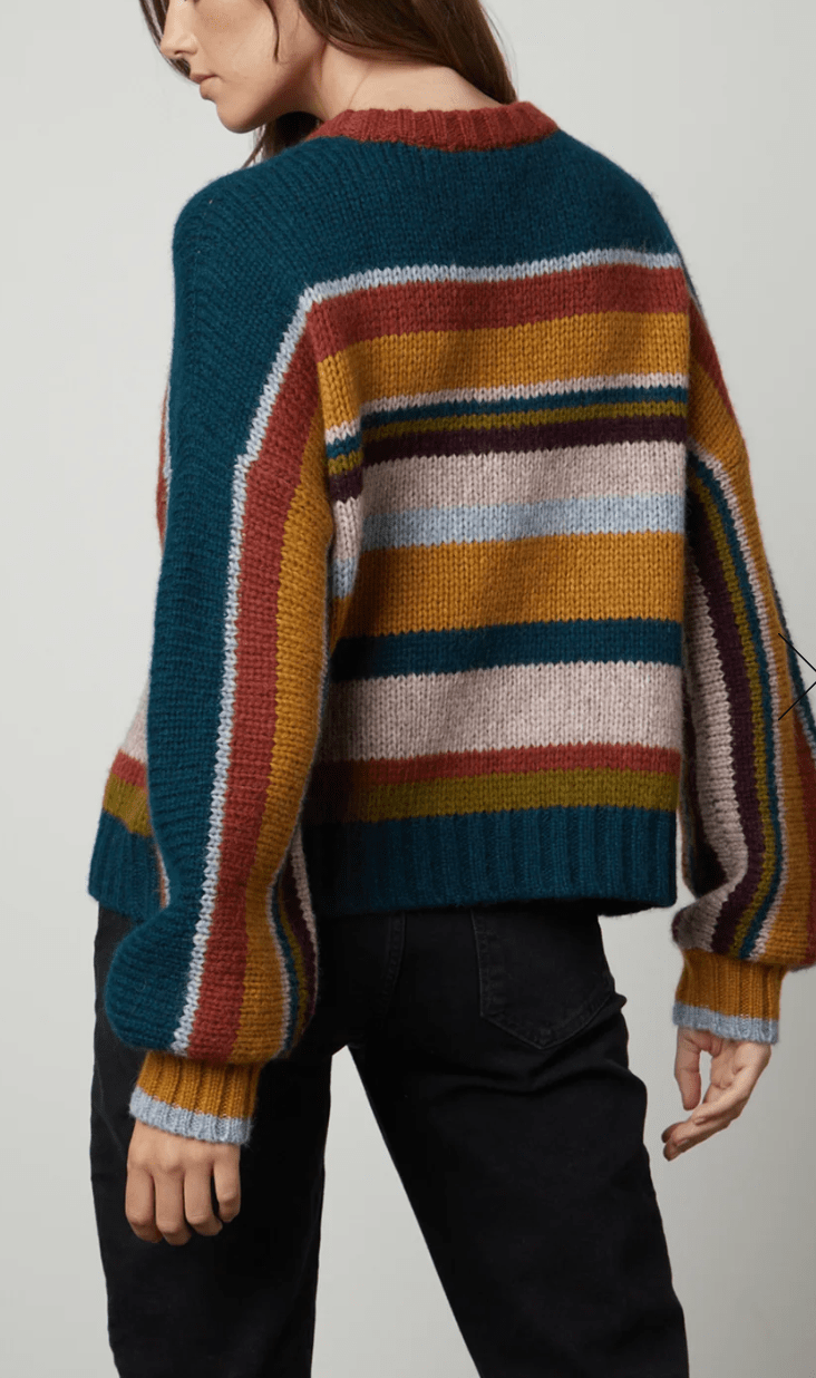 SAMARA STRIPED CREW NECK SWEATER by Velvet by Graham & Spencer