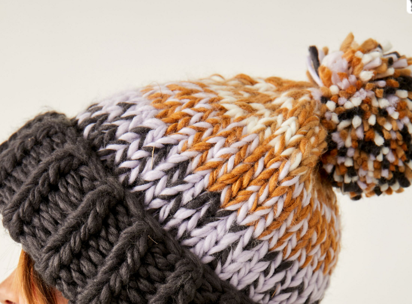 Free People Tide Stripe Knit Pom Beanie New TIDE STRIPE KNIT POM BEAN by Free People – 75° & Fuzzy main image 4