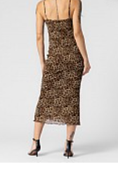 Leopard Mesh Lace Trim Cami Dress