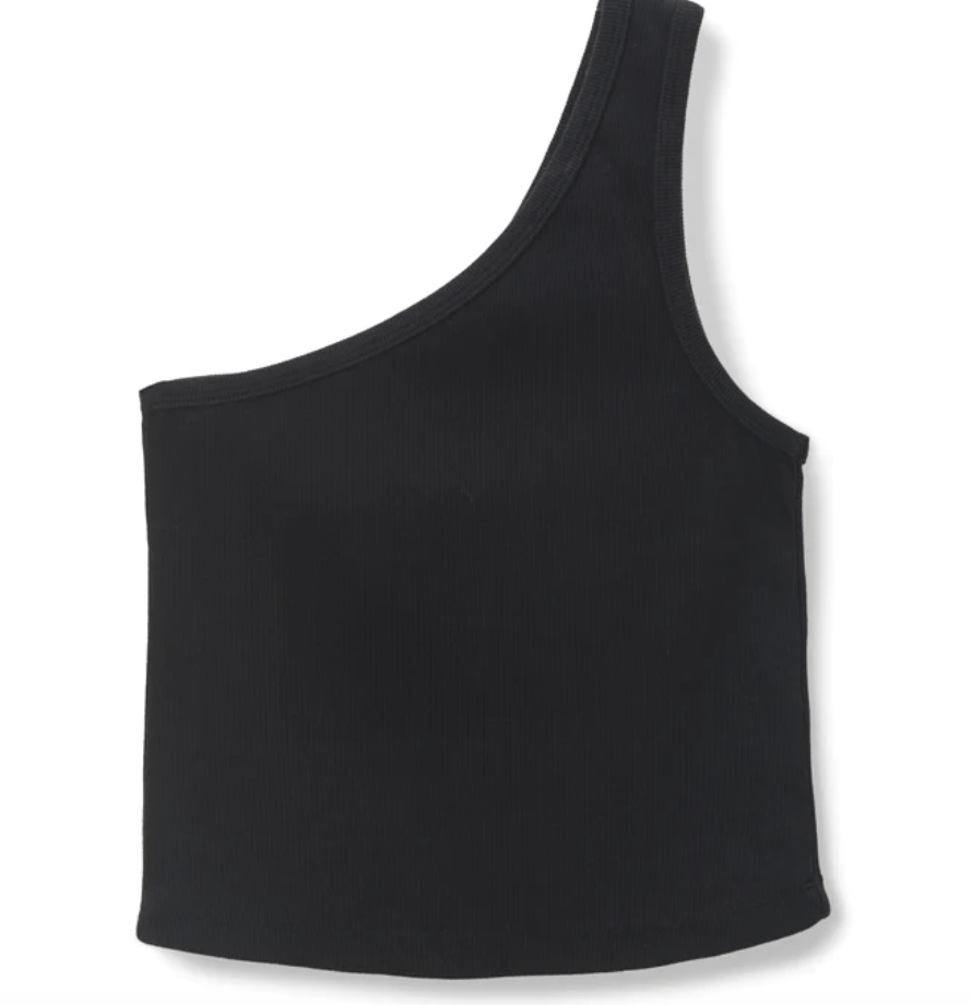 Call Me One Shoulder Structured Rib Tank by Perfect White Tee