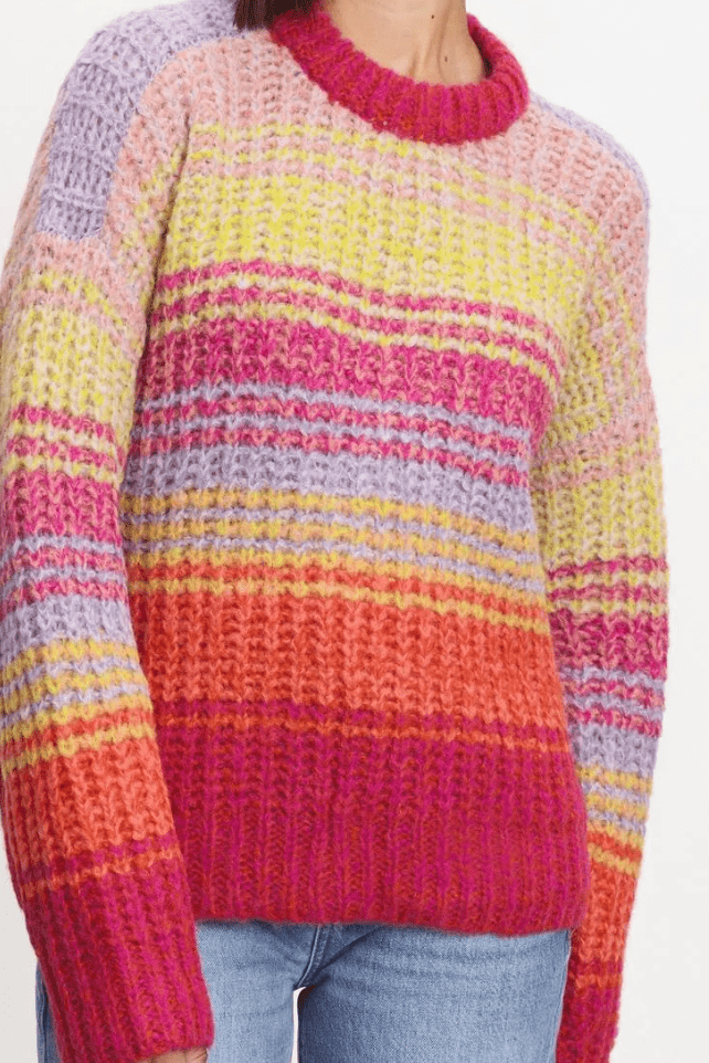 BRANDY STRIPED CREW NECK SWEATER by Velvet by Graham & Spencer