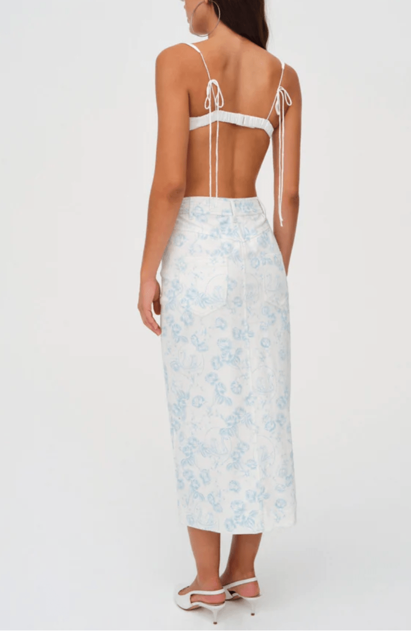 Chantal Denim Midi Skirt by for Love & Lemons