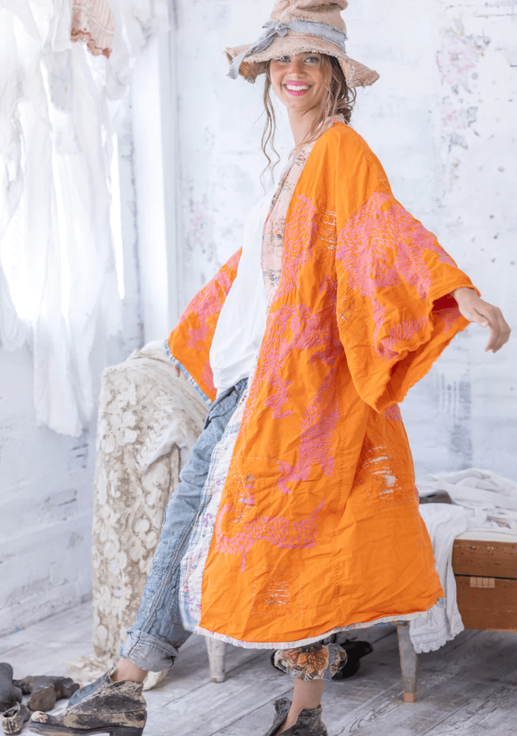 Dharma Dragon Embroidered Kimono 809 by Magnolia Pearl