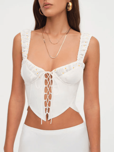 Tilly Denim Corset Top by for Love & Lemons