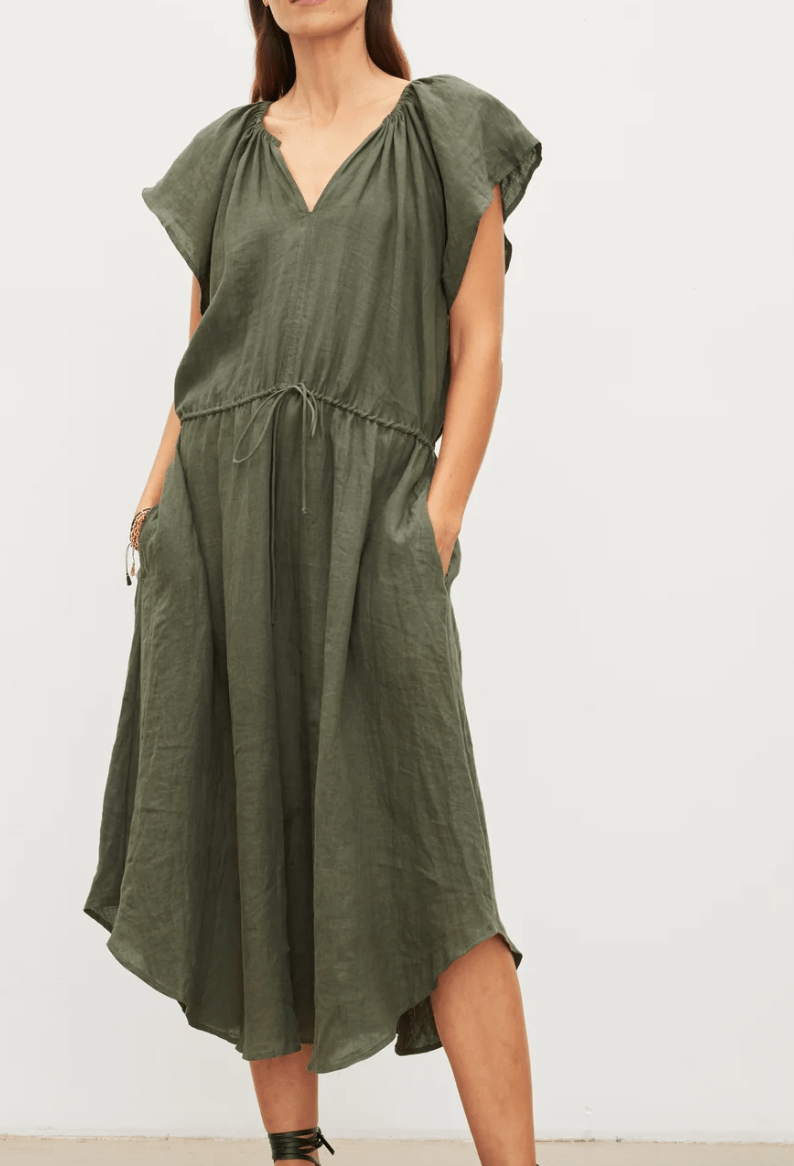 rosso35 linen dress Rosso35 Belted Polo Dress main image 1