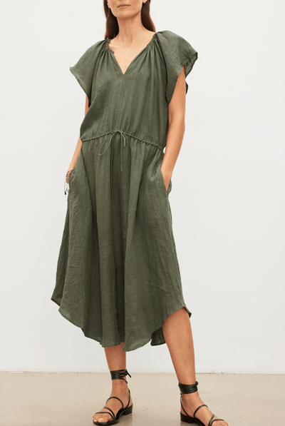 PEPPER 06 LINEN Drawstring Dress by Velvet by Graham & Spencer