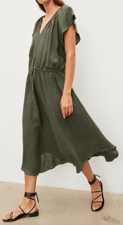 PEPPER 06 LINEN Drawstring Dress by Velvet by Graham & Spencer