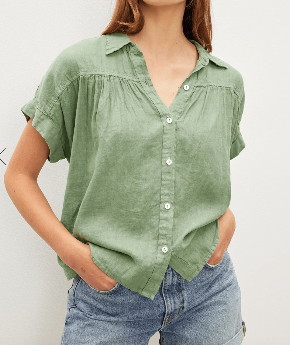 Aria 06 Linen Button Front Top by Velvet by Graham & Spencer