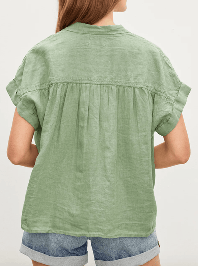 Aria 06 Linen Button Front Top by Velvet by Graham & Spencer