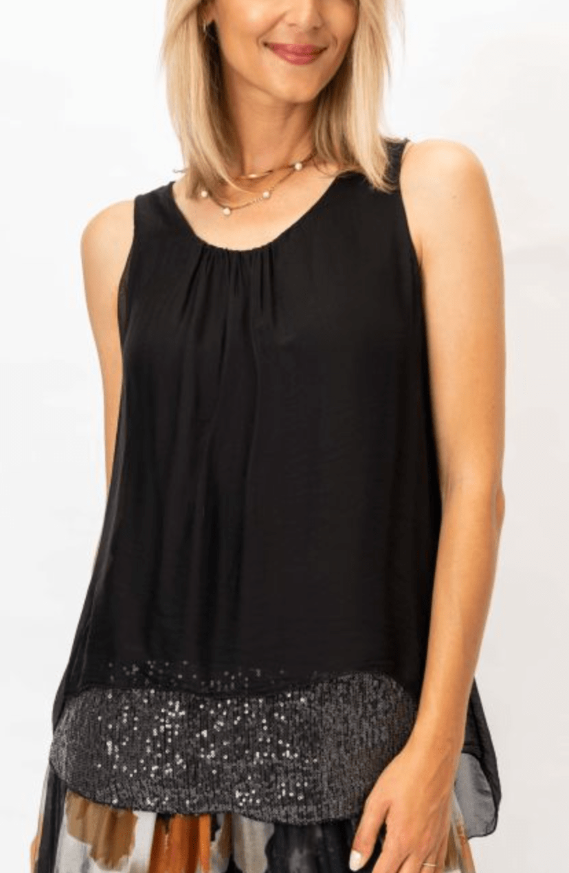 Silk Sequin Hem Top by 75