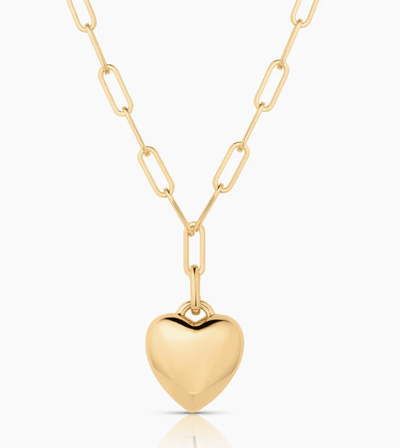 Aurelie Puffy Heart Link Necklace by Thatch