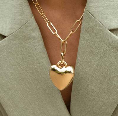Aurelie Puffy Heart Link Necklace by Thatch