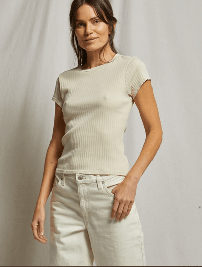 ETTA//VARIEGATED RIB BABY TEE by Perfect White Tee