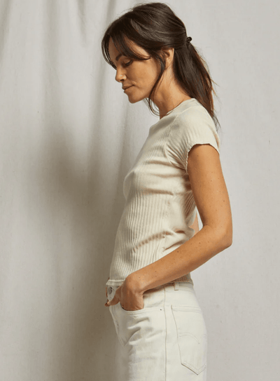 ETTA//VARIEGATED RIB BABY TEE by Perfect White Tee