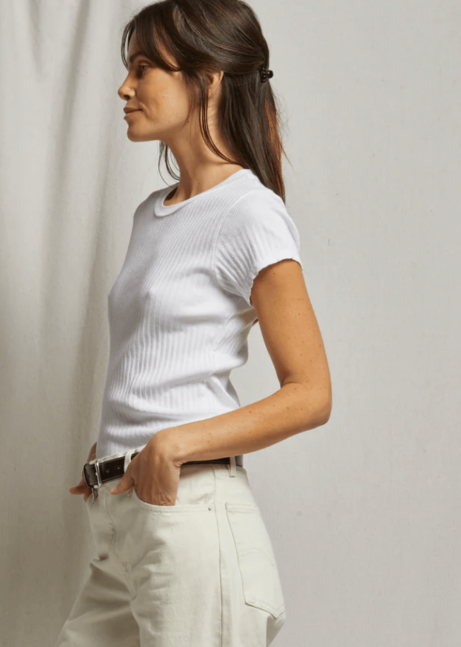 ETTA//VARIEGATED RIB BABY TEE by Perfect White Tee