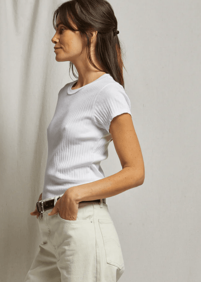 ETTA//VARIEGATED RIB BABY TEE by Perfect White Tee