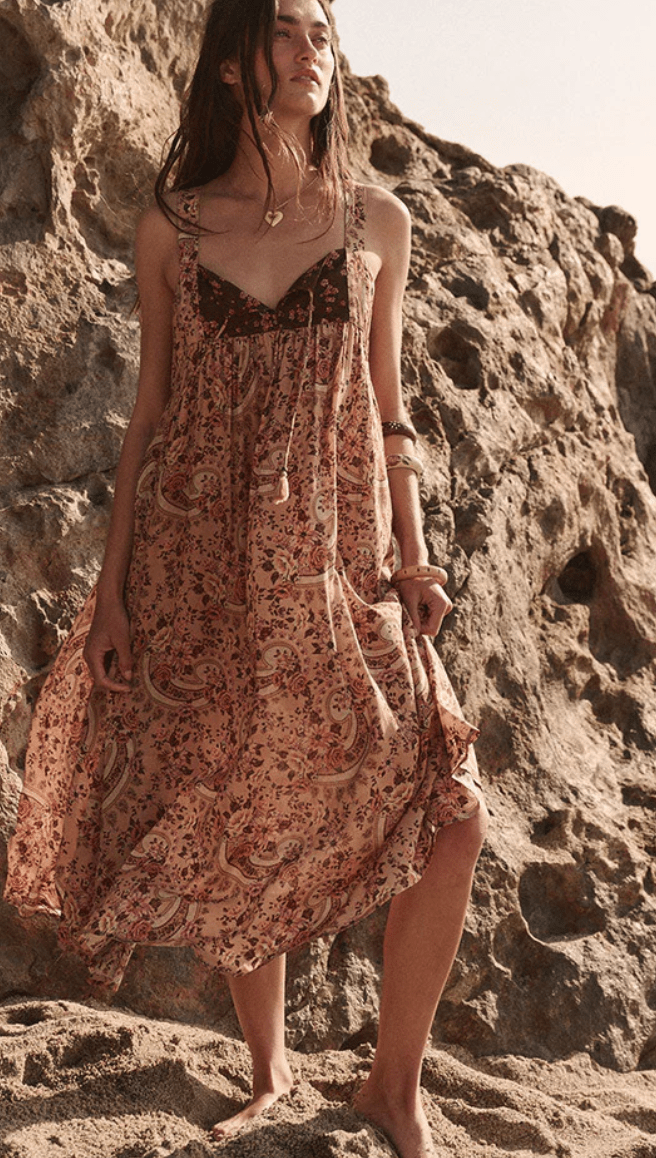 spell bella midi dress Spell SUNSHINE BANDIT Melody Strappy House Dress (Wood Stock) XS