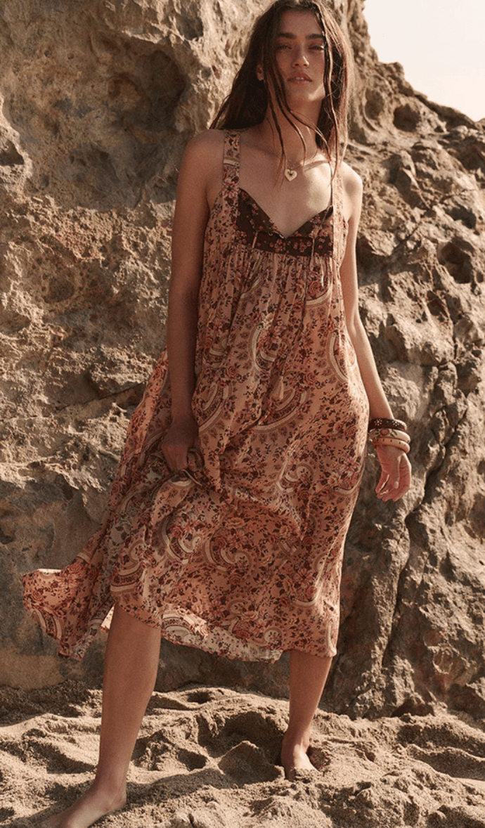 chinese dress ladies Spell Painters Garden Strappy Maxi Dress