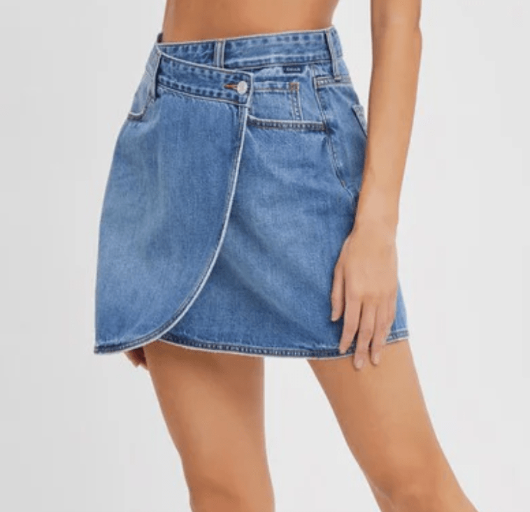 Coastal Wrap Denim Mini Skirt by 75