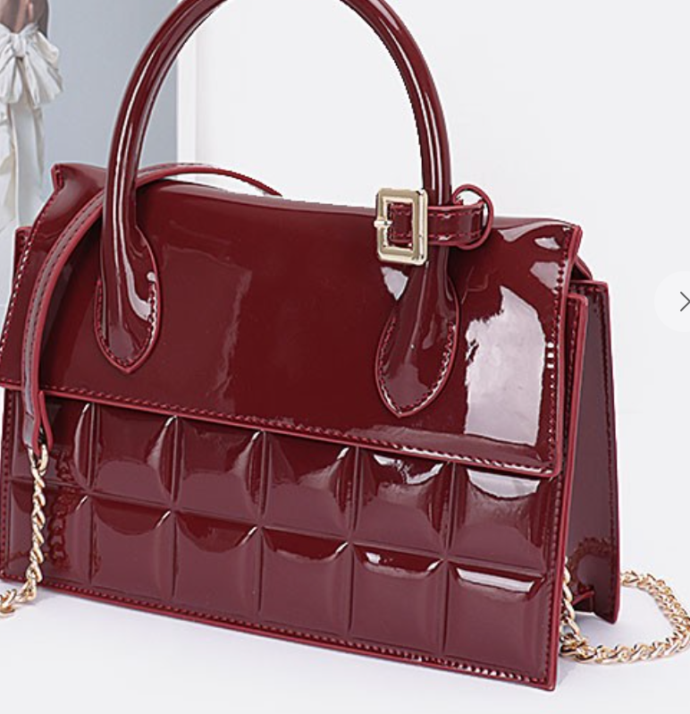 Glossy Embossed Enamel Top Handle Bag by 75