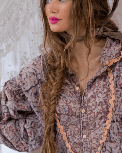 European Cotton Blockprint Tora Shirt with Fading 1144 by Magnolia Pearl