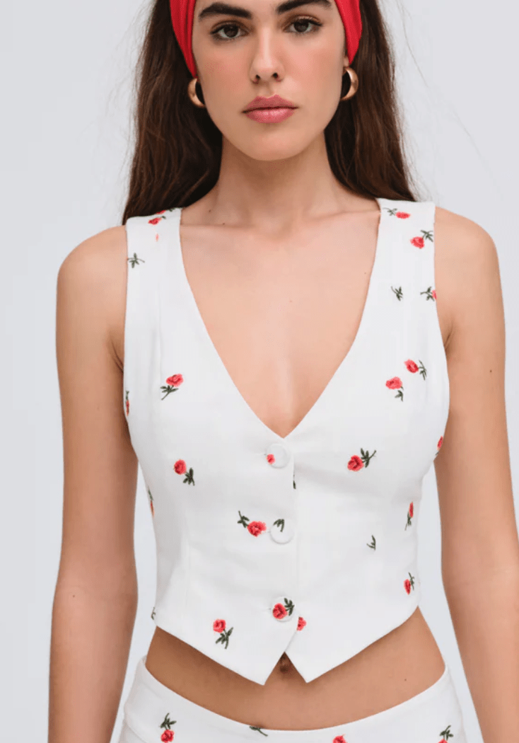 Talia Embroidered Vest by for Love & Lemons