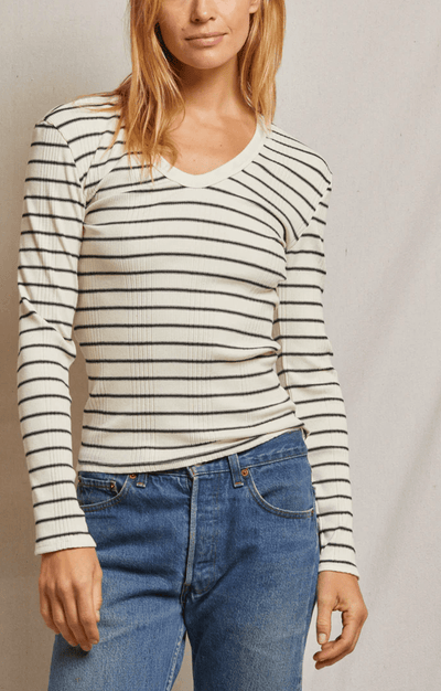 Robyn// A Ribbed Cotton Modal U Neck Long Sleeve Tee by PWT