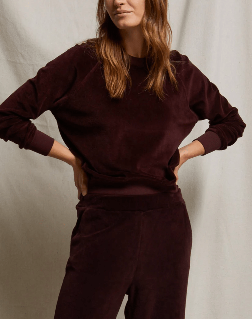 Stella:  Velour Crewneck Sweatshirt by Perfect White Tee